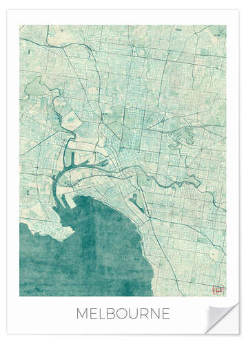 Sisustustarra Melbourne Map Blue