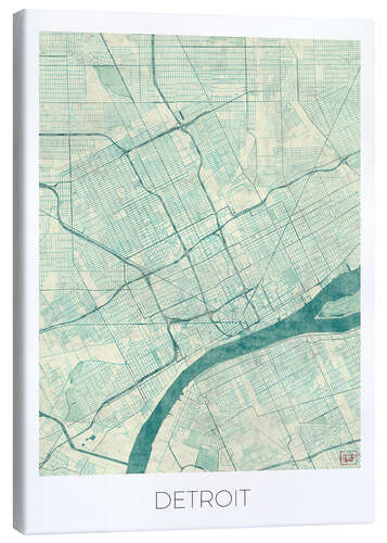 Canvas print Detroit Map Blue