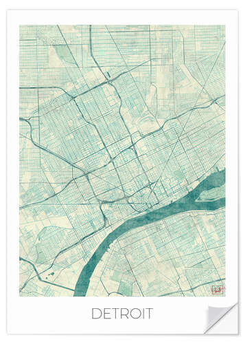 Sisustustarra Detroit Map Blue