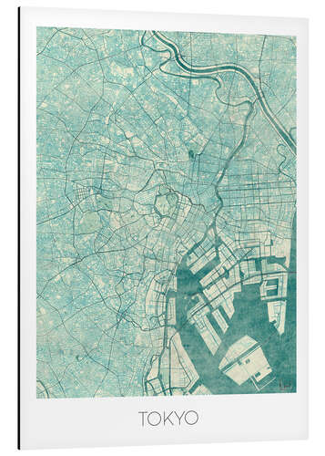 Aluminium print Tokyo Map Blue