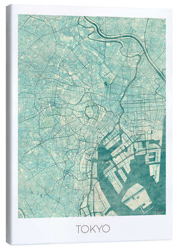 Stampa su tela Tokyo Map Blue