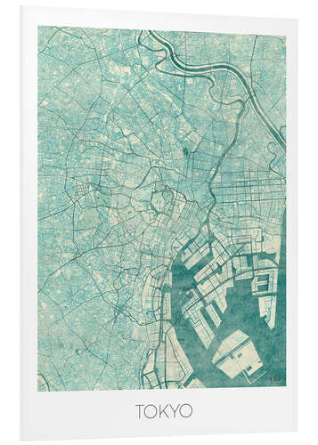 Foam board print Tokyo Map Blue