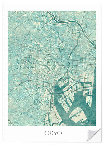 Vinilo para la pared Tokyo Map Blue