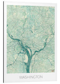 Cuadro de aluminio Washington Map Blue