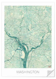 Sisustustarra Washington Map Blue