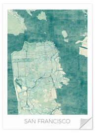 Wall sticker San Francisco Map Blue