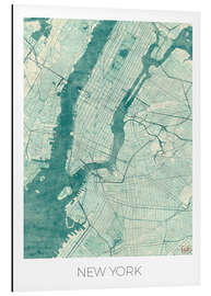 Magnettafel Karte von New York, Blau