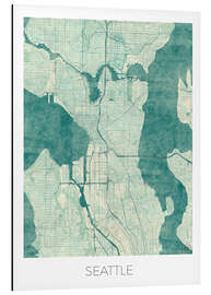 Magnettafel Karte von Seattle, Blau