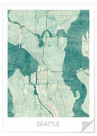 Wall sticker Seattle Map Blue