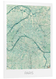 Foam board print Paris Map, Blue