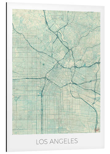 Tableau en aluminium Los Angeles Map Blue