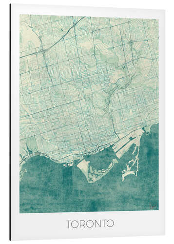 Aluminium print Toronto Map Blue