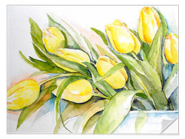 Muursticker yellow tulip 2