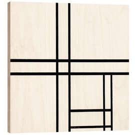 Quadro de madeira  Composição a preto e branco - Piet Mondrian