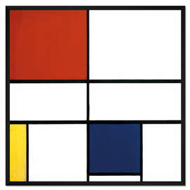 Gerahmter Kunstdruck Komposition C (No. III) mit Rot, Gelb und Blau
