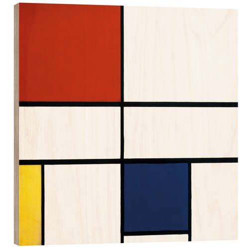 Tableau en bois Composition c en rouge, bleu et jaune