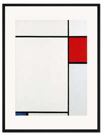 Gerahmter Kunstdruck Komposition mit Rot, Blau und Grau