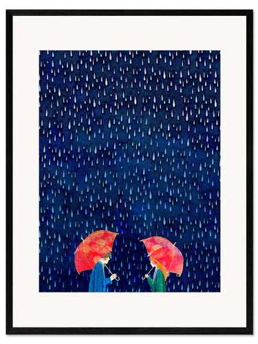Gerahmter Kunstdruck Liebe im Regen