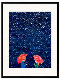 Gerahmter Kunstdruck Liebe im Regen