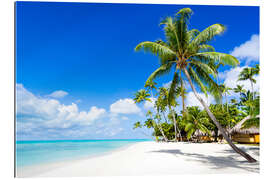 Galleriprint Palm beach in the South Pacific with white sand and blue sea