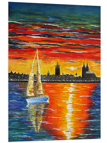 Foam board print Sailboat in the sunset in front of Cologne