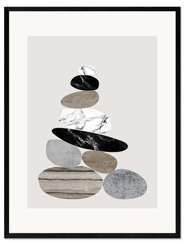 Ingelijste kunstdruk Beach stones