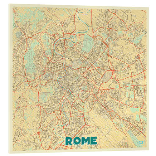 Acrylic print Rome Map Retro