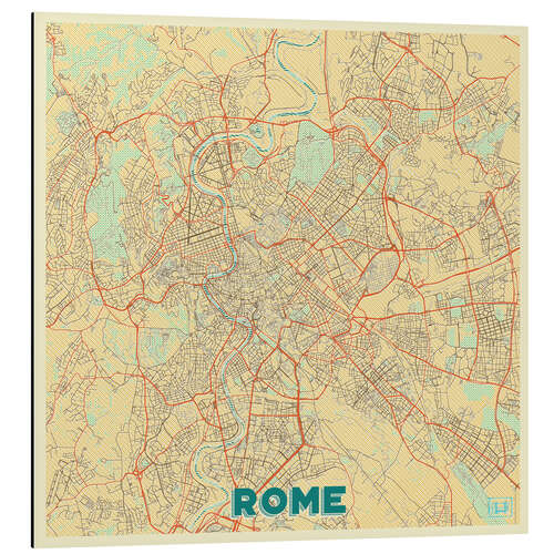 Cuadro de aluminio Rome Map Retro