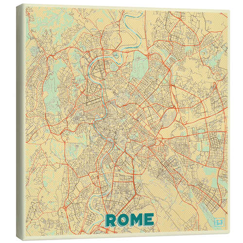 Stampa su tela Rome Map Retro