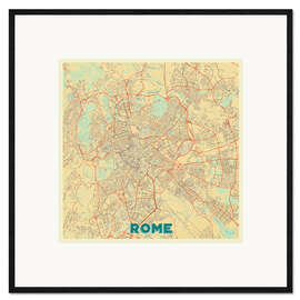 Impressão artística com moldura Rome Map Retro