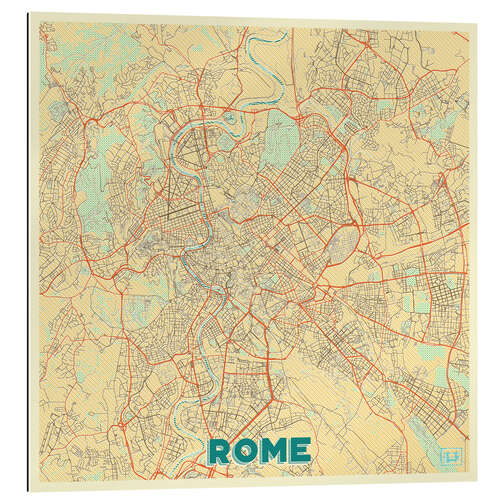 Quadro em plexi-alumínio Rome Map Retro