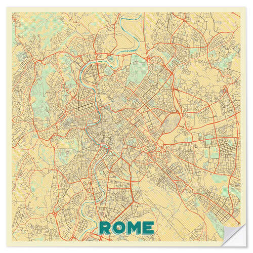 Wall sticker Rome Map Retro