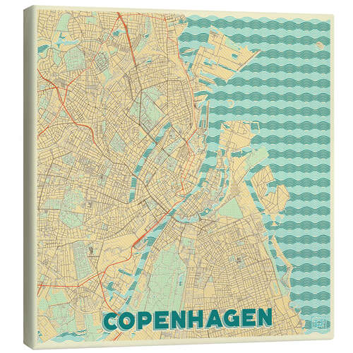 Canvas print Copenhagen Map Retro