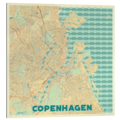 Gallery print Copenhagen Map Retro