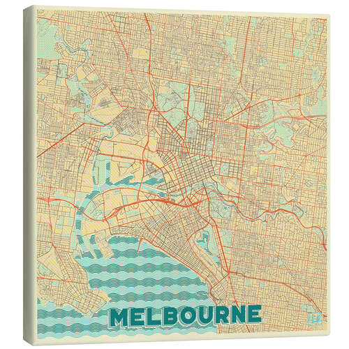 Canvas print Melbourne Map Retro