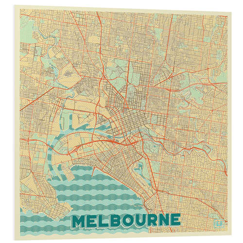 PVC print Melbourne Map Retro