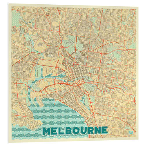 Gallery print Melbourne Map Retro