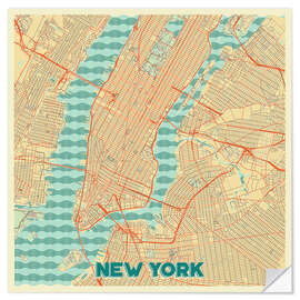 Selvklebende plakat New York Map Retro