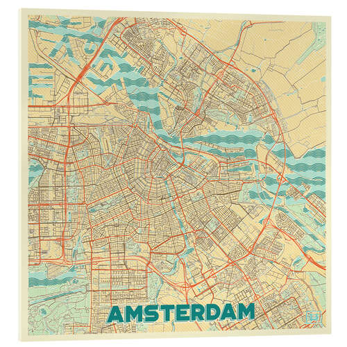 Akrylbilde Amsterdam Map Retro