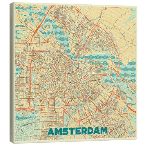 Canvas print Amsterdam Map Retro