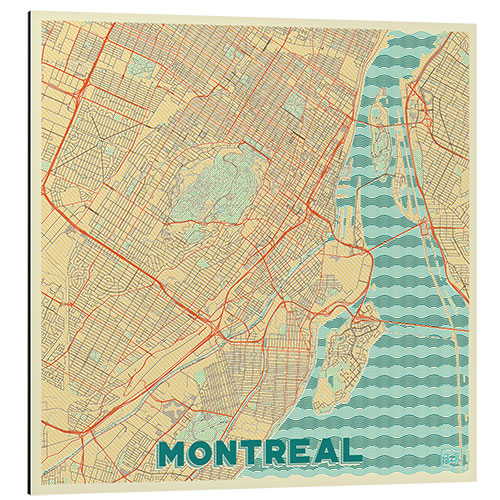 Aluminium print Montreal Map Retro