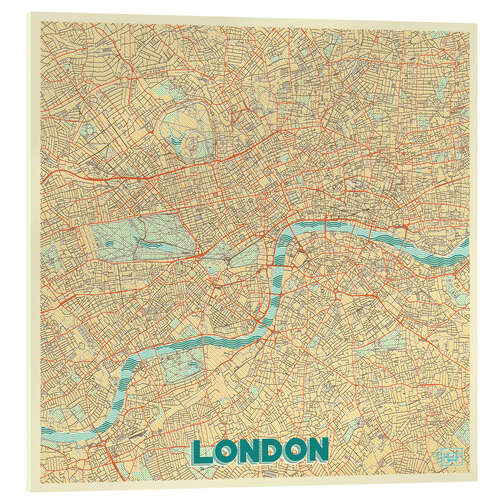 Acrylglasbild Karte von London, Retro