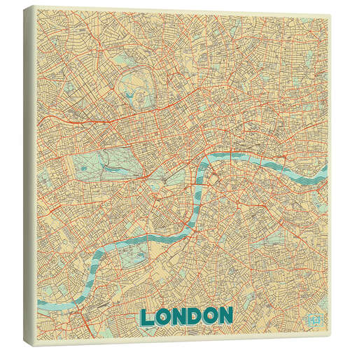 Leinwandbild Karte von London, Retro