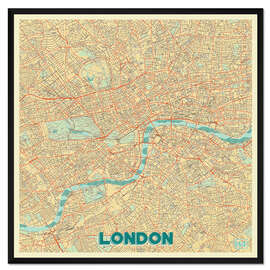 Gerahmter Kunstdruck Karte von London, Retro