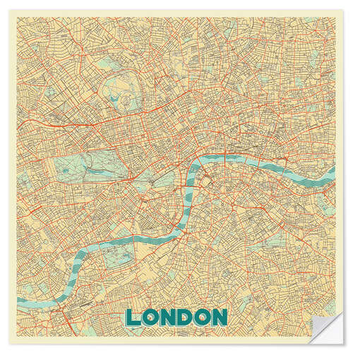 Selvklebende plakat London Map Retro