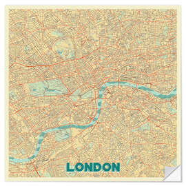 Selvklebende plakat London Map Retro