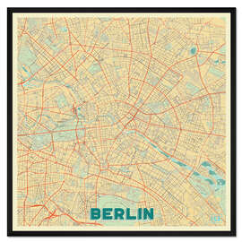 Gerahmter Kunstdruck Karte von Berlin, Retro