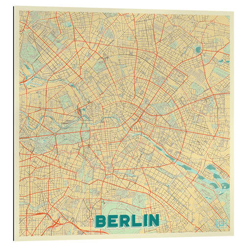 Quadro em plexi-alumínio Berlin Map Retro