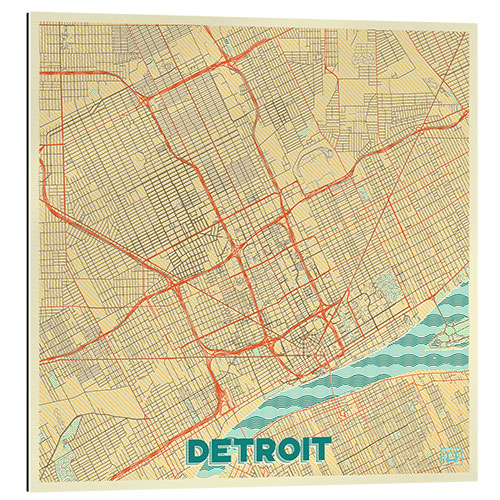 Galleriprint Detroit Map Retro