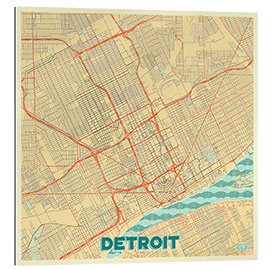 Galleriprint Detroit Map Retro